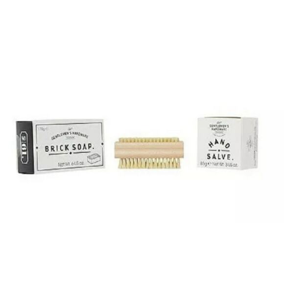 Gentlemen's Hardware Hand Kit, Brick Soap, Hand Salve And Nail Brush Gift Set - Picture 3 of 3